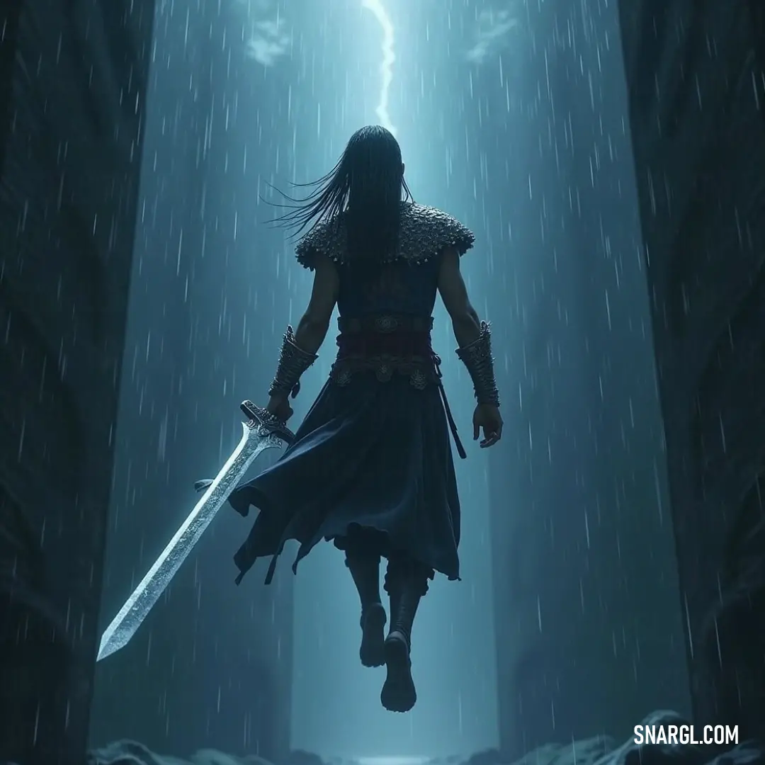In an ominous alleyway, Aang clutches a radiant sword, his figure stark against the backdrop of a crackling lightning storm that heralds the challenges he must face in a world on the brink of change. In a shadowy alley, Aang stands defiantly, gripping a gleaming sword while a fierce lightning bolt illuminates the backdrop. The tension in the air tells of an impending clash between light and darkness, adventure waiting just ahead.