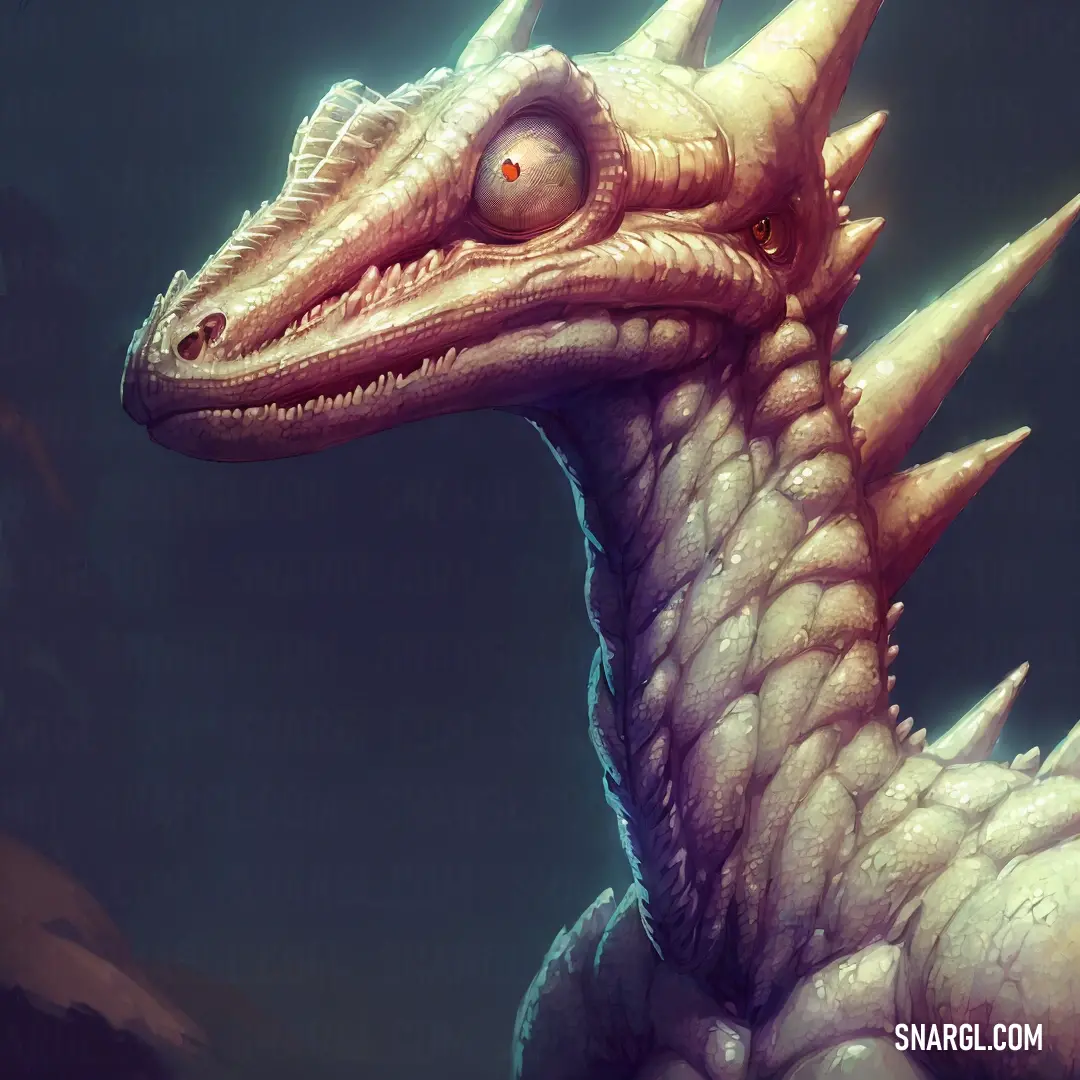 Close up of a dragon with a strange look on its face and neck