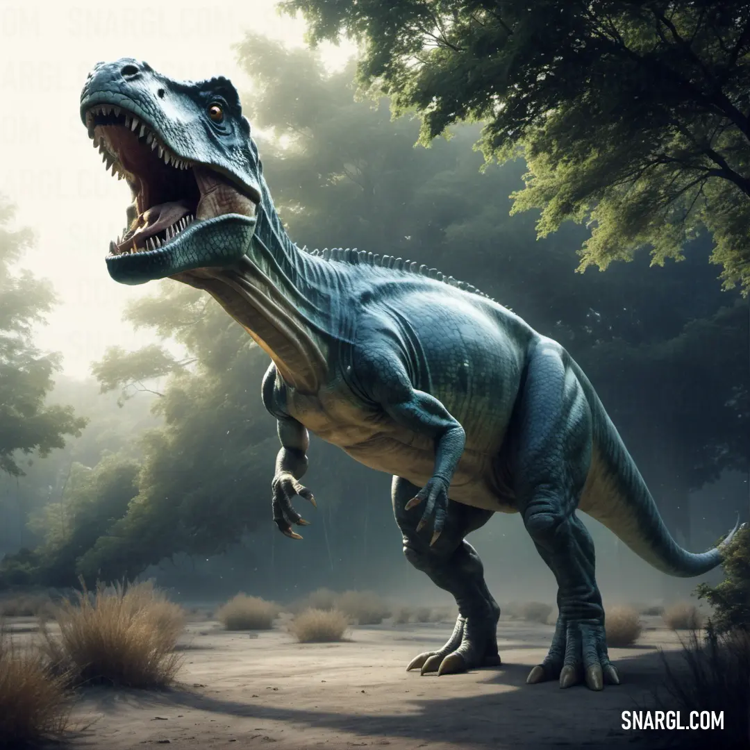 Abrictosaurus is walking in the woods with its mouth open