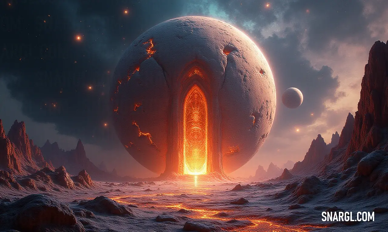 A captivating sci-fi scene depicting a portal to another world, shining brightly against the canvas of space, where possibilities await beyond the horizon. A mysterious sci-fi landscape unveils a distant doorway leading to another realm, with a vibrant star shimmering in the sky, inviting curious minds to explore the unknown.