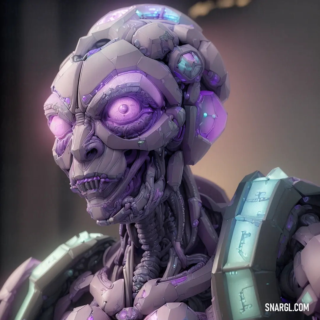 Futuristic alien with a futuristic look and purple eyes and a sci - fi