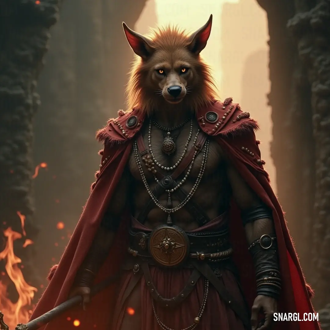 Aiden in a red cape and chain stands confidently, his posture exuding authority and power. Aiden, wearing a red cape and a chain around his neck, stands confidently, his posture commanding respect. The red cape billows, adding a dramatic flair to his powerful presence.