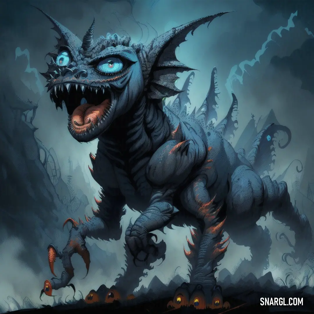 Cartoon of a dragon with a huge mouth