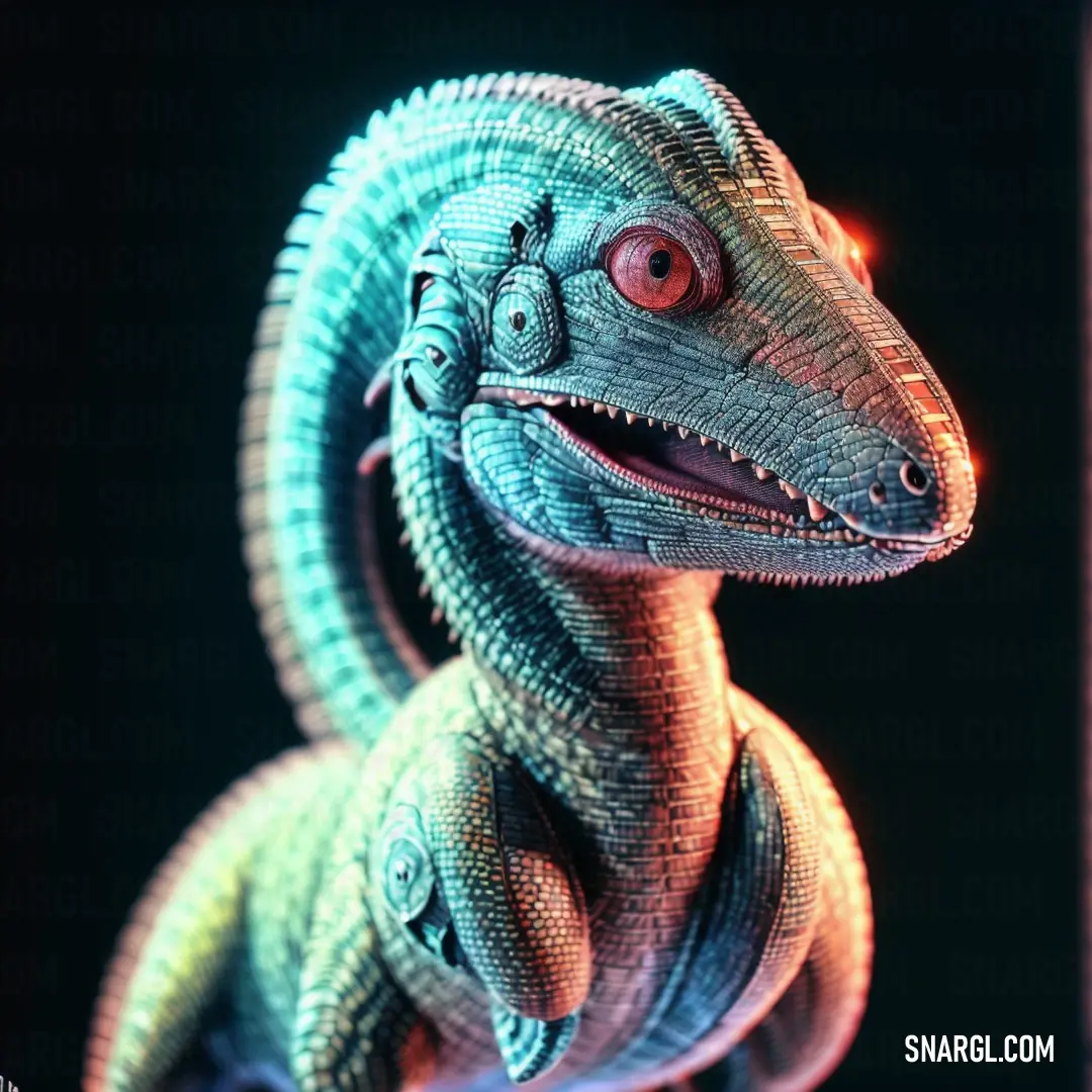 3d rendering of a dinosaur with a glowing head and tail