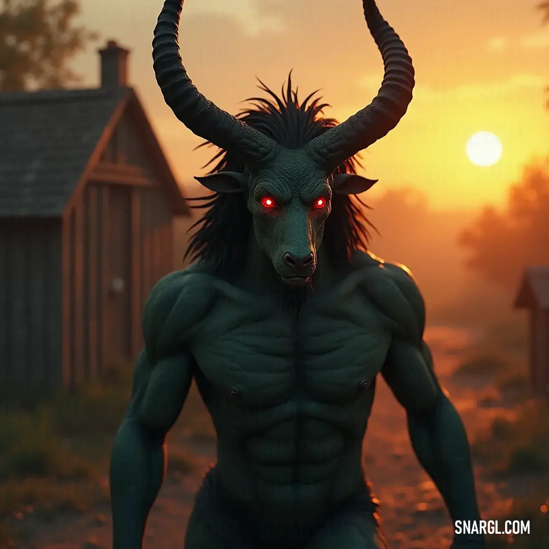 In an enchanting sunset, Alastor, with his horned visage, gazes towards a quaint house, all framed by the warm, glowing colors of the evening sky. Alastor, adorned with a horned head, stands amidst a sunset backdrop, the warm hues reflecting off a nearby house, creating a magical atmosphere filled with warmth and mystery.
