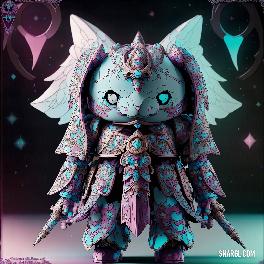 Paper doll with a cat like outfit and wings on it's head and body
