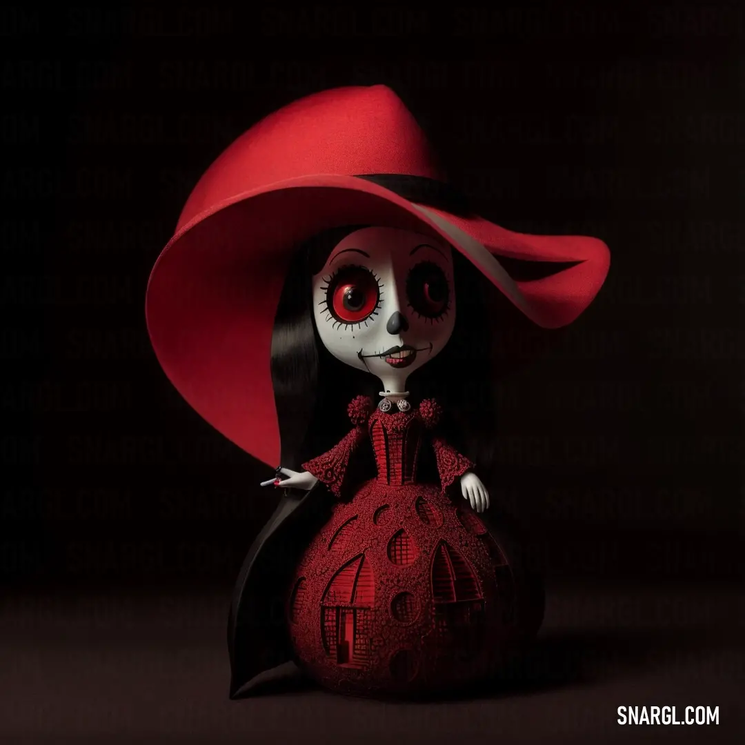 Doll with a red hat and a red dress and a red dress