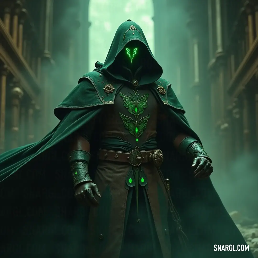 A mysterious character enveloped in a green cloak, with piercing green eyes, emerges from the shadows of a haunting alley, evoking curiosity and intrigue. A solitary figure cloaked in emerald attire, with striking green eyes piercing through the shadows, stands in a dimly lit alley, embodying a sense of mystery and hidden stories waiting to unfold.