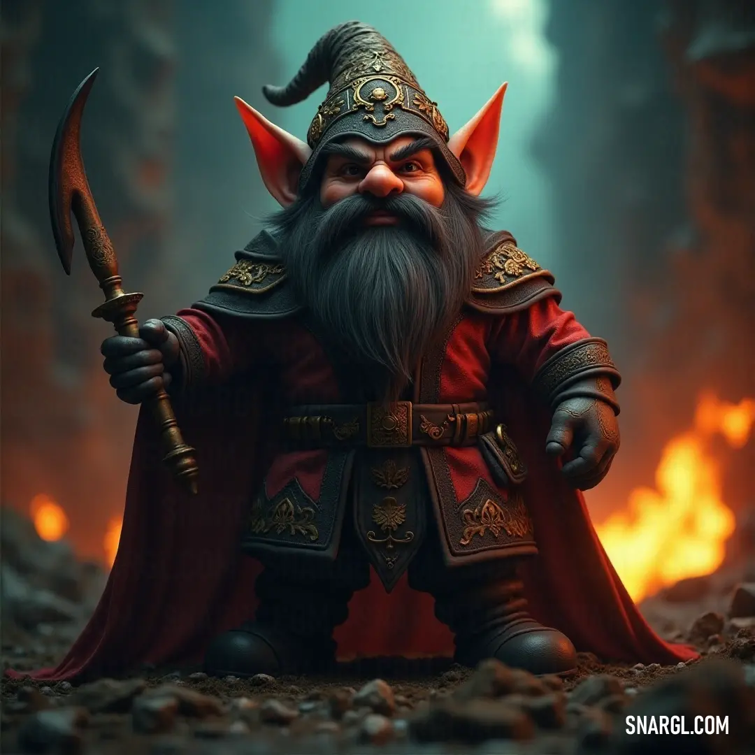 A detailed painting of a sturdy dwarf clad in armor, gripping a sword tightly in one hand. His helmet shines beneath a dim light, adding to the intense, focused expression on his face as he stands ready for battle.
