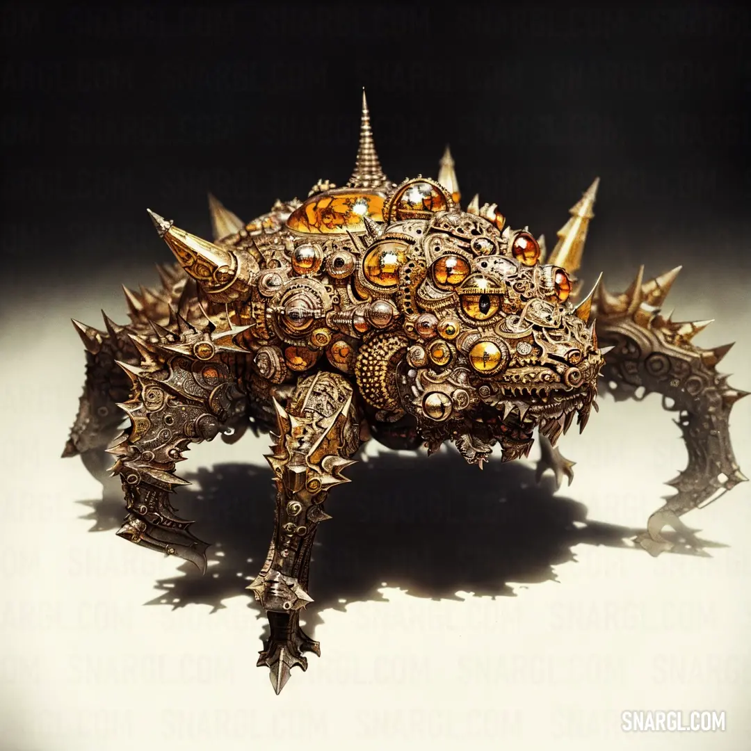 Very ornate looking object with spikes and spikes on it's head and legs