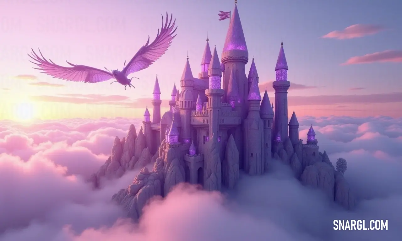 Majestic castle in the clouds with a bird soaring above A breathtaking castle navigates the celestial clouds, crowned by the grace of a bird soaring above, setting against a boundless sky, symbolizing wonder, majesty, and the timeless pursuit of dreams that transcend earthly limits.