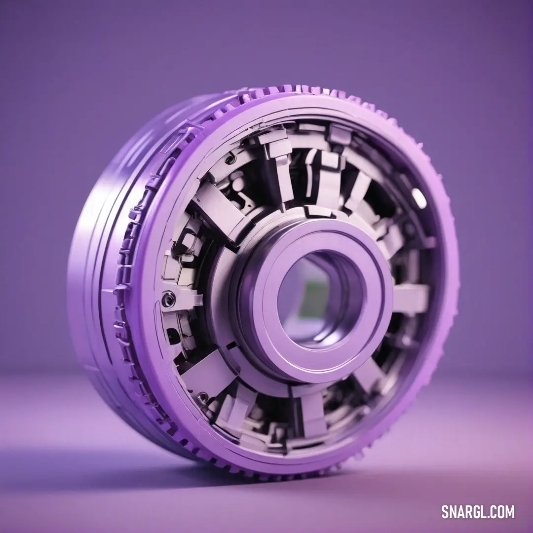 Purple wheel with a white center on a purple background. Example of #9966CC color.