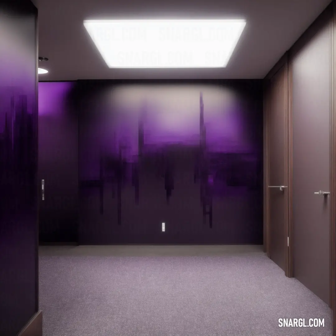 Room with a purple wall  and a purple carpet and a purple wall and a purple wall