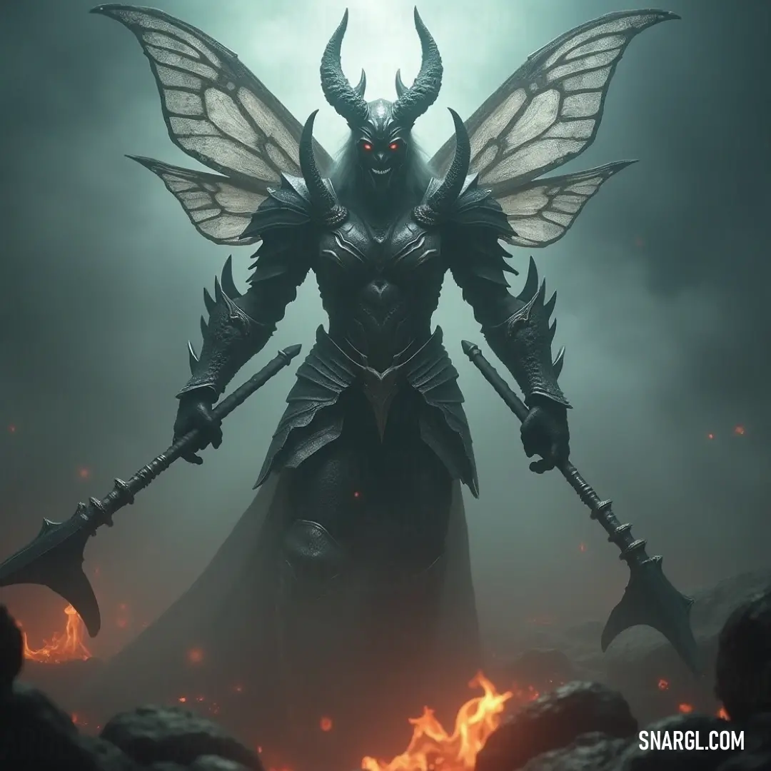 A fierce warrior, Demonic Amon commands attention with his impressive wings and dual spears, embodying the spirit of an ancient protector ready to engage in a battle for dominion over the shadowy realms. Demonic Amon, with his formidable wings and fierce horns, holds two gleaming spears, poised for action. His striking presence captures the imagination while exuding an unsettling power that hints at deep-rooted legends.