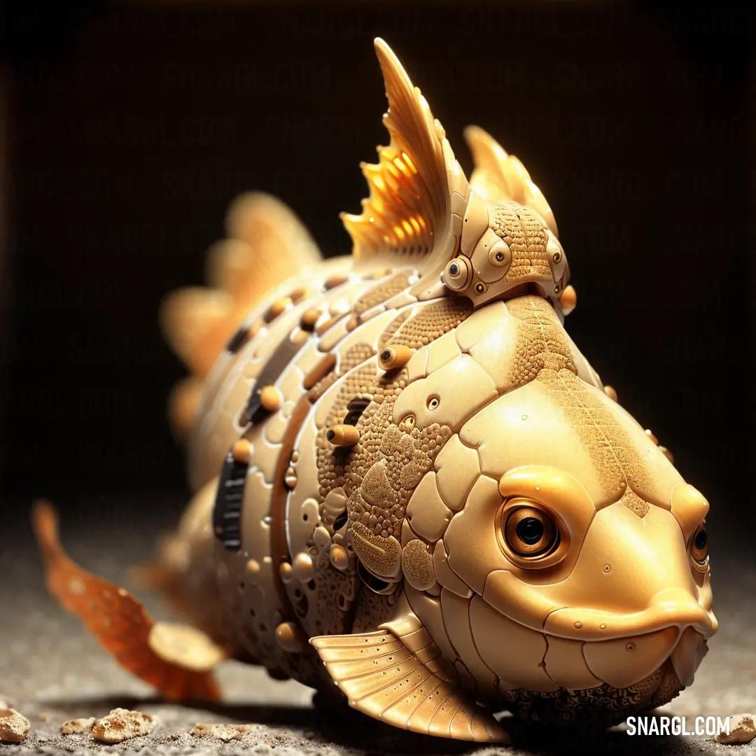 Toy fish with a gold body and gold spikes on its head and tail