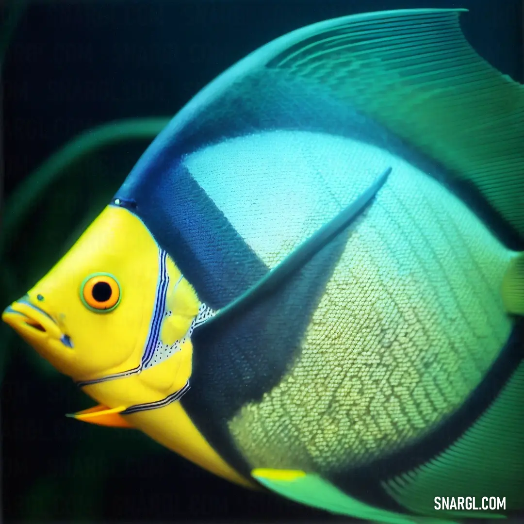 Yellow and blue fish with a black background