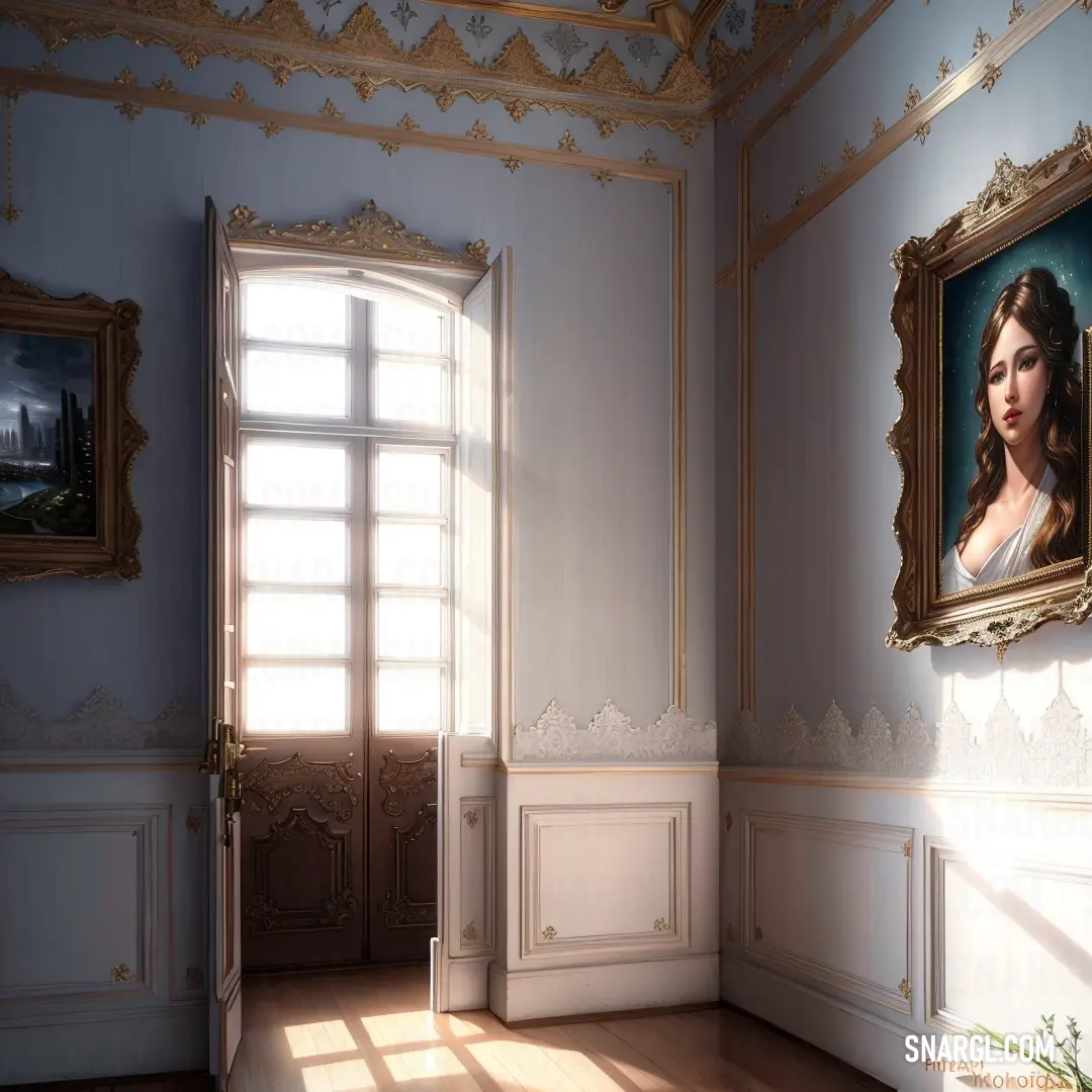 Painting of a woman in a room with a window