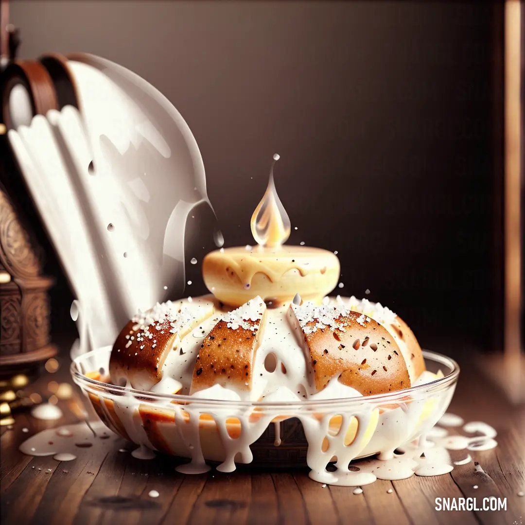 Candle is being blown over a bundt cake on a plate with a knife and fork on a table