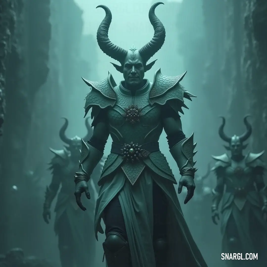 Apollyon in a vibrant green outfit with horns walks through a lush forest, accompanied by companions, celebrating camaraderie and adventure. Apollyon strides through a lush forest, dressed in an enchanting green outfit with horns adorning his head, as he ventures forth alongside fellow companions, embodying the spirit of exploration and kinship amidst the vibrant beauty of nature.