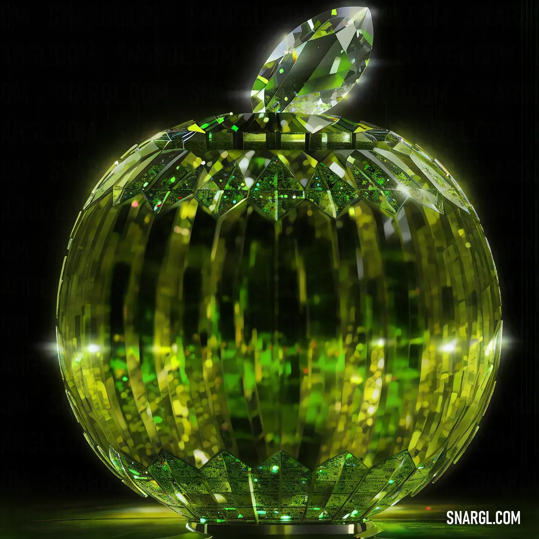 Green apple with a diamond on top of it's head and a green apple on the side