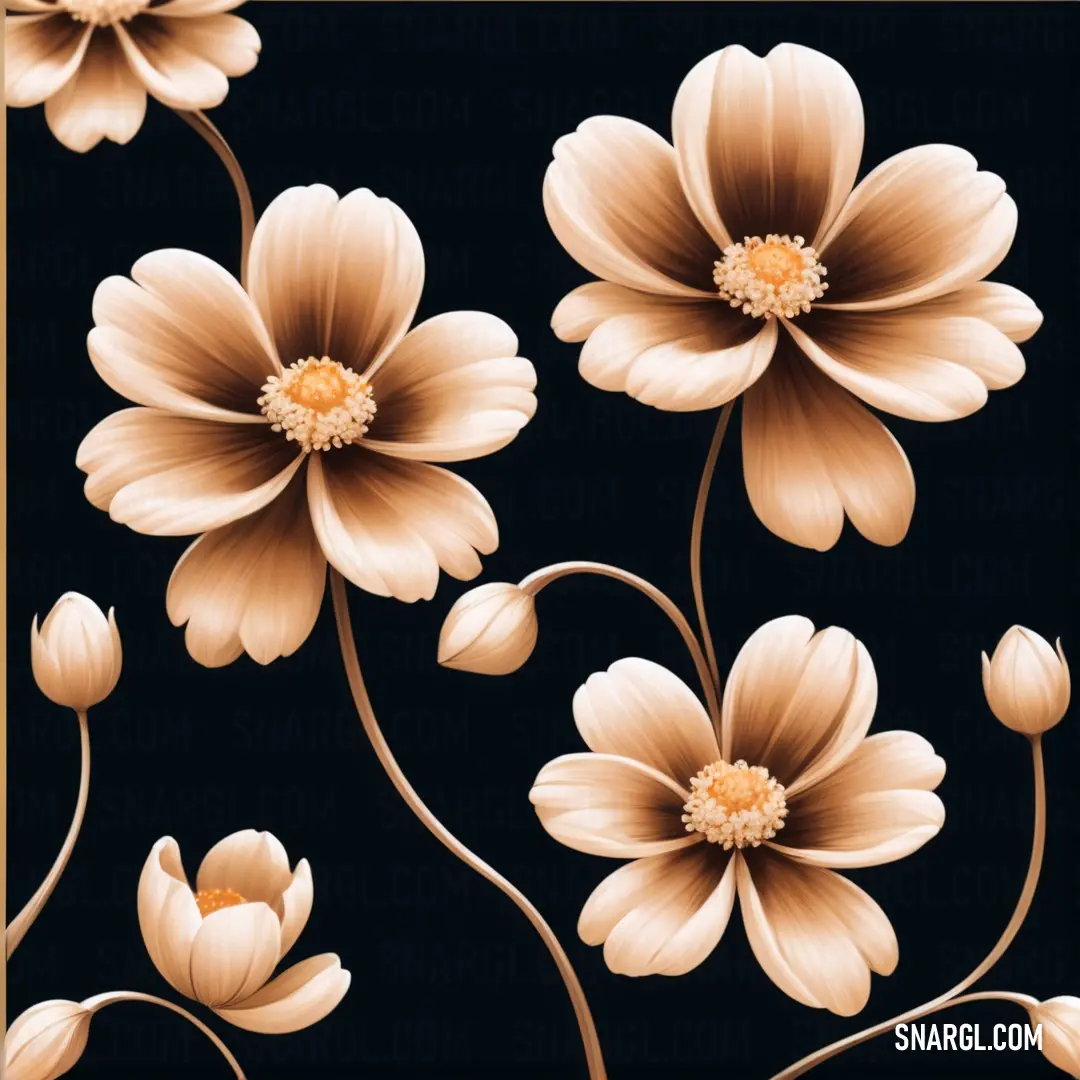 Picture of a flower with a black background. Example of #FBCEB1 color.