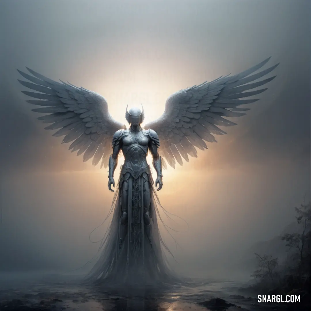 Digital painting of a male Archangel with wings on his body