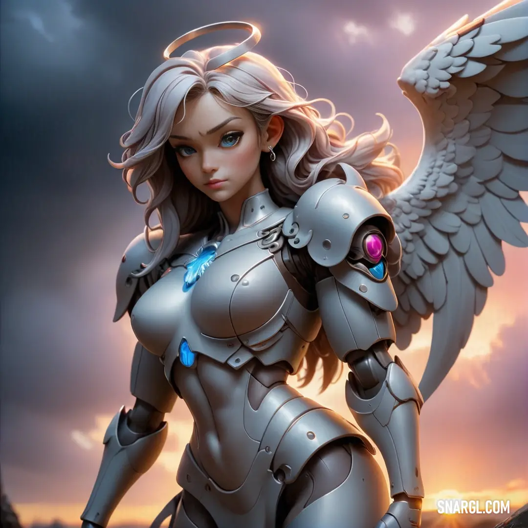 Archangel with a large wing on her chest and a body with a large wing on her chest and a body