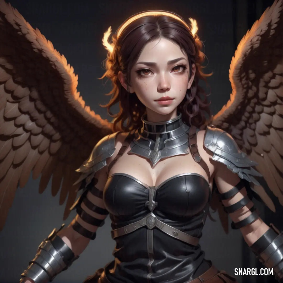 Archangel with wings and armor on her chest