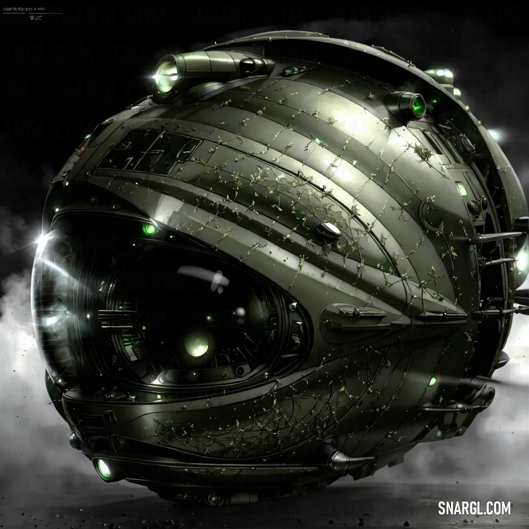 Futuristic helmet with a lot of lights on it's face