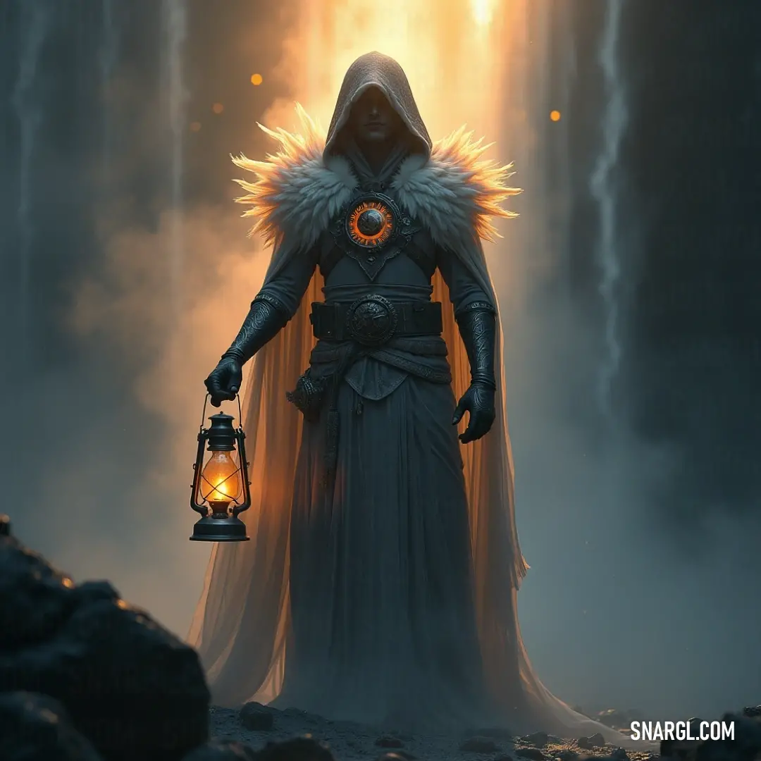 Astral Mage in a hooded cloak, wielding a mystical lantern, ready to embark on an unseen journey. The Astral Mage stands tall in a deep, hooded outfit, gripping an ancient lantern that glows with mystic energy. The atmosphere brims with anticipation as he prepares to navigate through realms unknown.