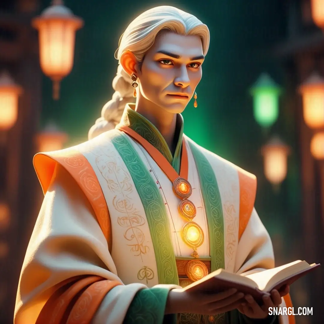 Astrologer from the animated movie tangled with a braid and a robe