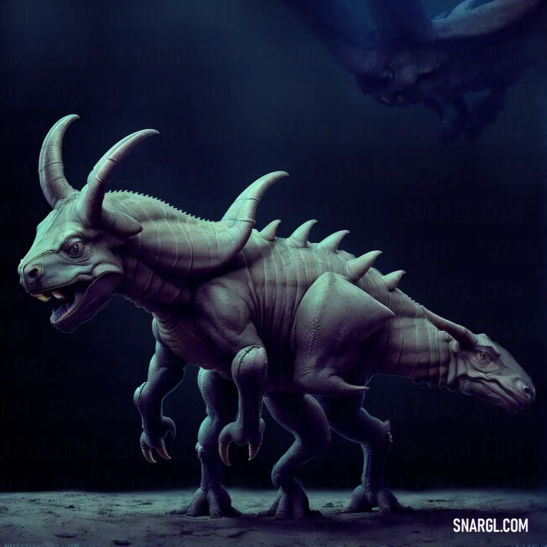Large dinosaur with horns and horns on its back legs