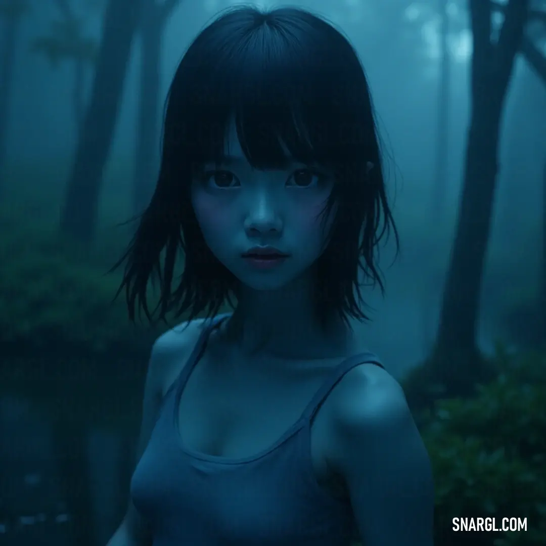 Ayane stands in a lush forest, clad in a blue tank top, celebrating the harmony of nature amidst the greenery. Ayane, dressed in a vibrant blue tank top, stands amidst a lush forest, surrounded by towering trees and flourishing bushes, embodying the spirit of nature in a vibrant and lively setting.