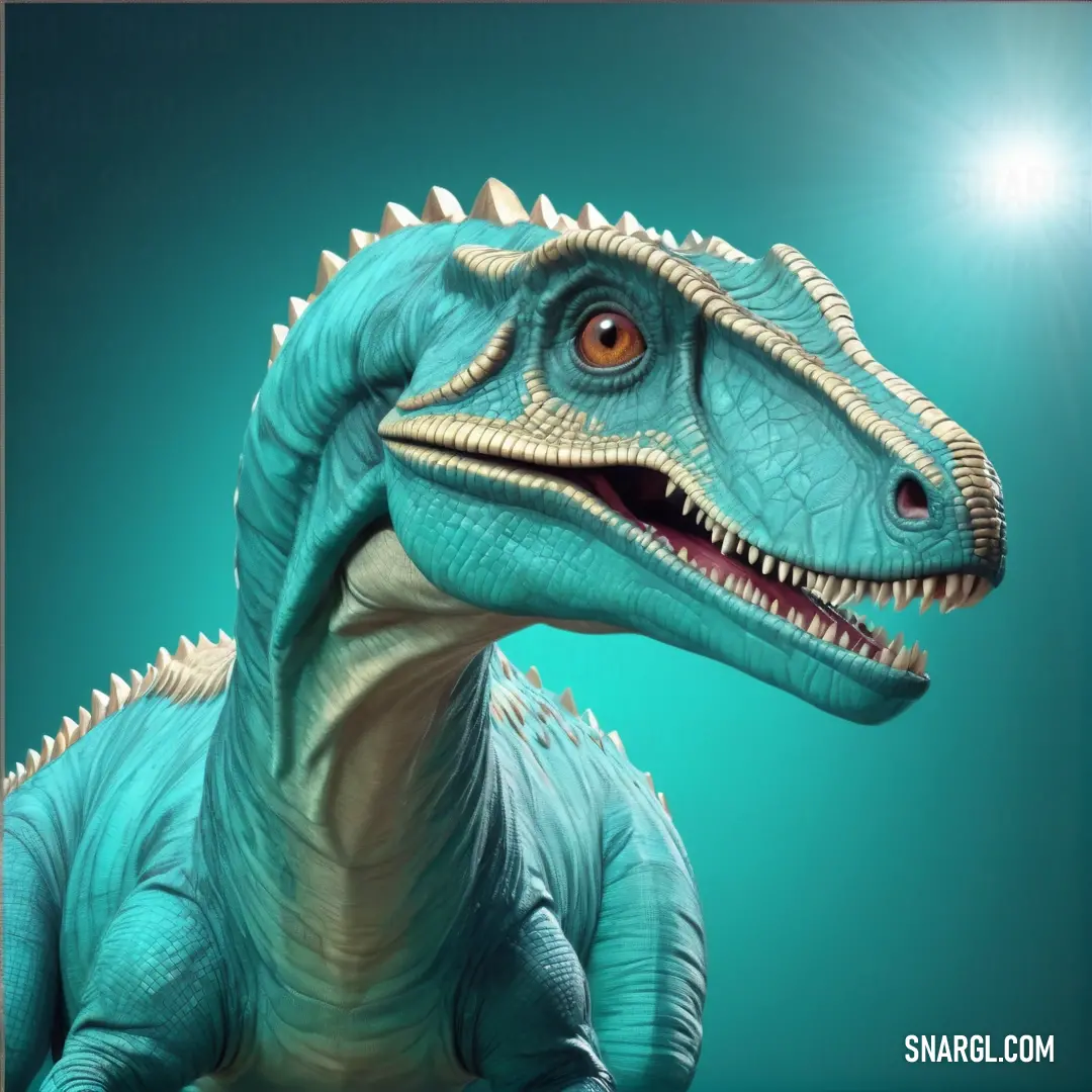 Barapasaurus with a big smile on its face and a bright light behind it