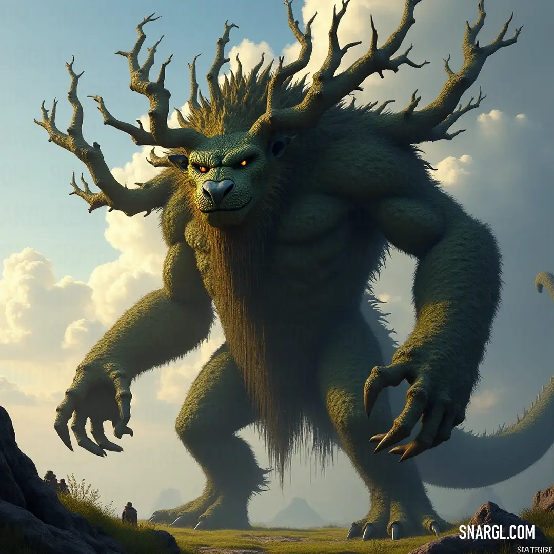 The imposing Giant Barkhide, a fusion of strength and nature, embodies the raw beauty and resilience of the woodland. A formidable Giant Barkhide, covered in sturdy branches, looms large with an intimidating presence, showcasing nature's raw power in its mighty arms and back.