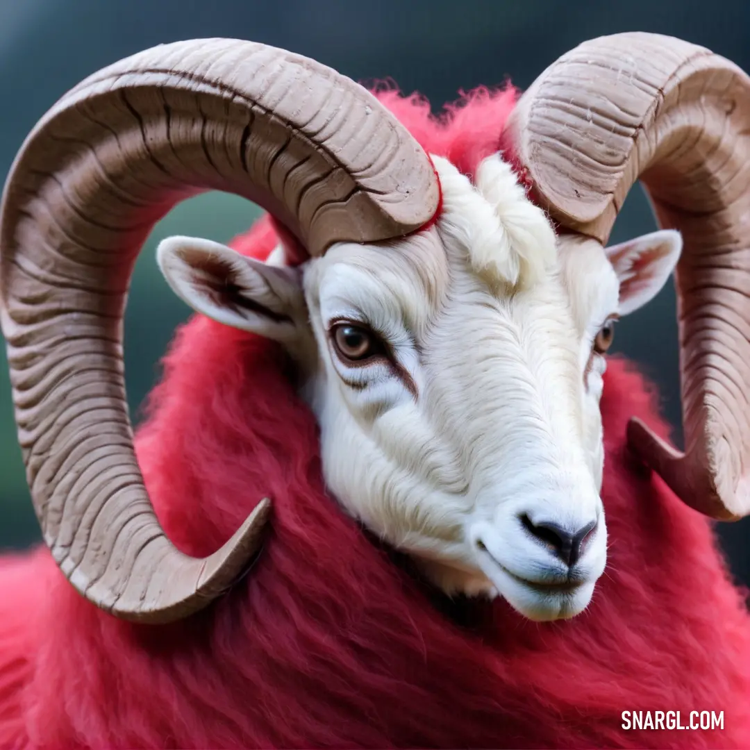 Ram with large horns and a long horn is shown in this image