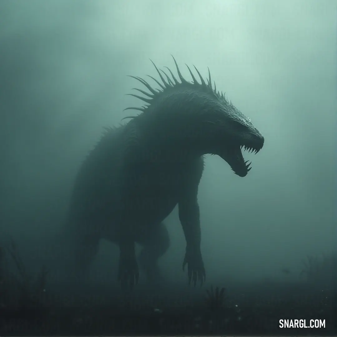 A foggy atmosphere envelops Godzilla as it stands tall, its mouth open in a threatening roar, a giant figure emerging from the haze of mystery. Godzilla stands ominously in a foggy landscape, its massive form barely visible in the mist. Its mouth is open in a menacing roar, ready to face whatever challenge lies ahead.