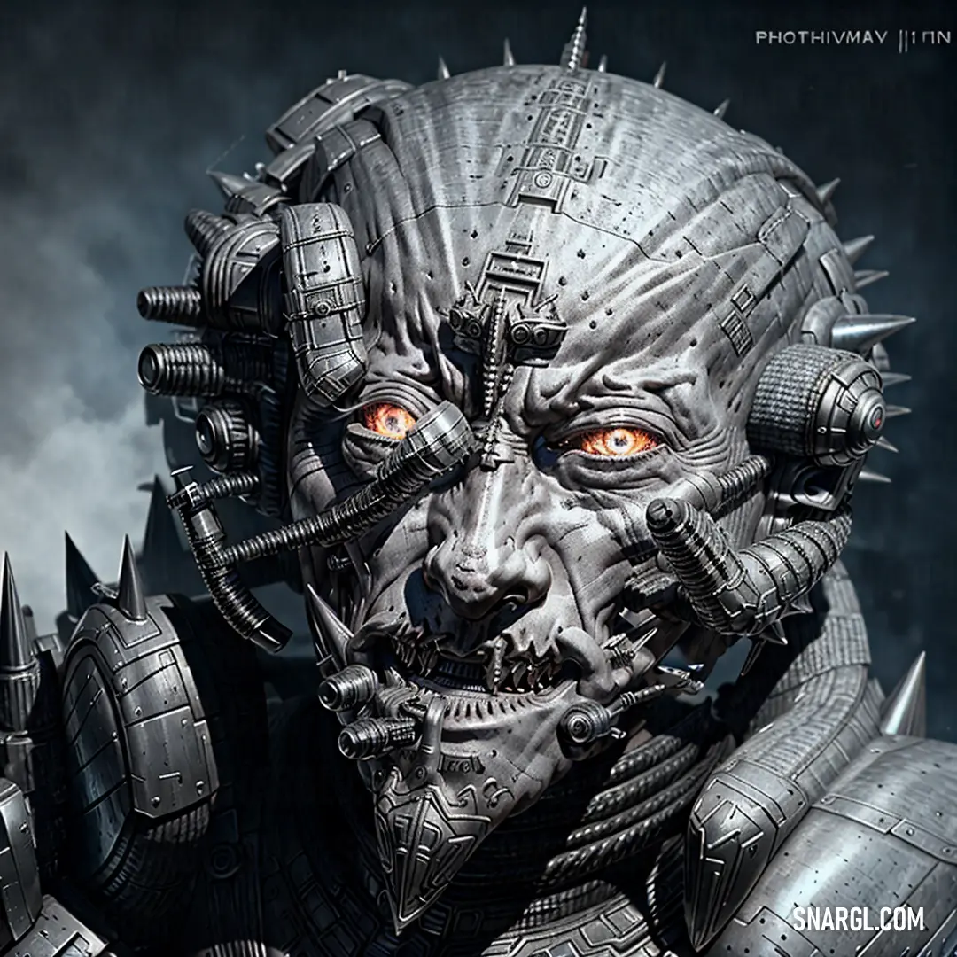 Robot with spikes and spikes on his face