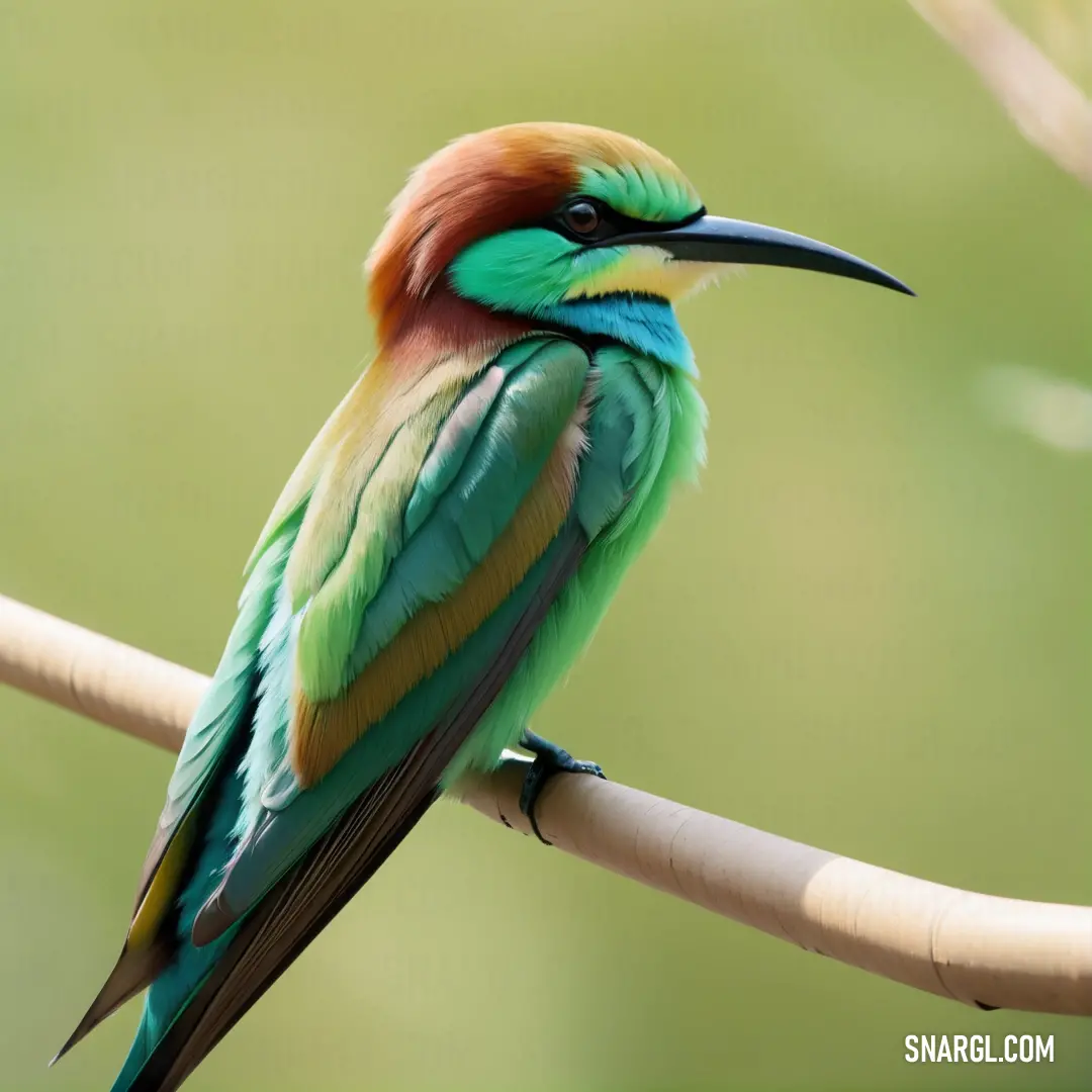 Colorful Bee-eater on a branch with a blurry background