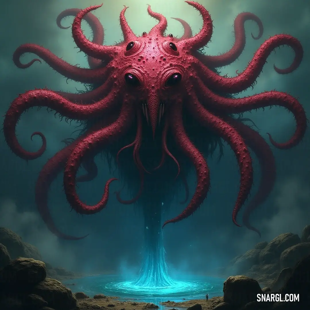 Mighty Beholder Tyrant dominates the waterscape, emerging fearlessly with an alert expression and eyes wide open, commanding respect from all who behold. A colossal Beholder Tyrant rises from the depths of the water, its menacing gaze and majestic form visible above the water's surface, embodying a formidable force of nature.