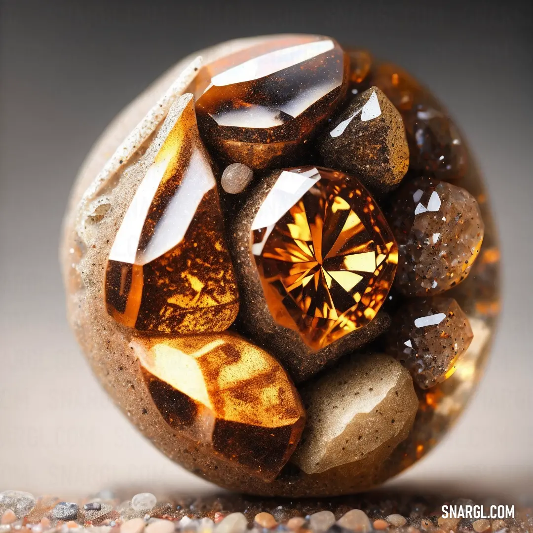 Close up of a rock with a diamond in it's center and a gravel ground below it
