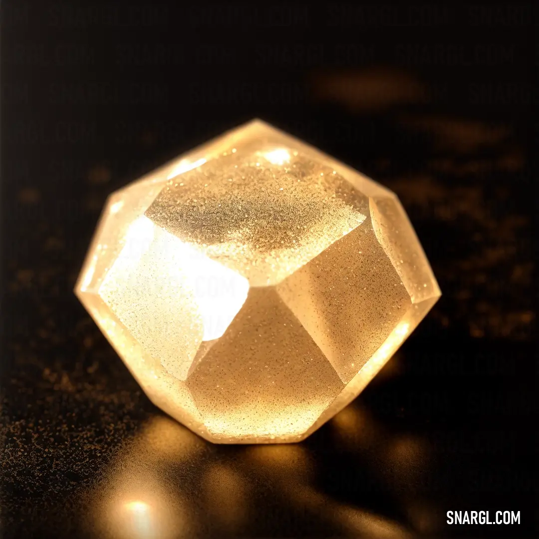 Golden diamond on a black surface with a black background and a black background