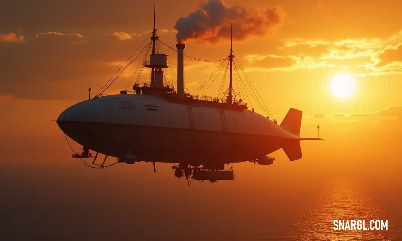 A tranquil sunset casts its golden glow over an elegant boat sailing peacefully across the ocean, embodying the beauty of the natural world as day transitions beautifully into night. A majestic boat gracefully floats on the calm ocean's surface, set against the backdrop of a stunning sunset, where the sky is painted with vibrant hues, reflecting off the water and creating a serene and picturesque seascape.