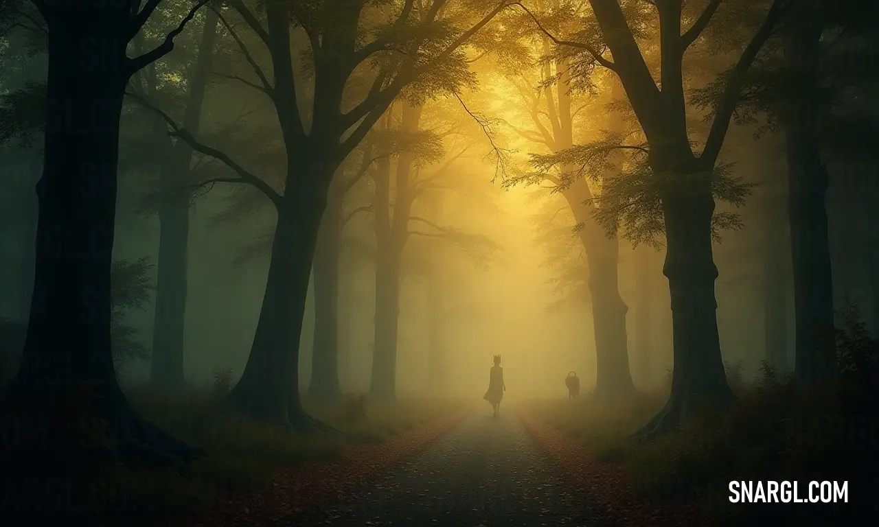 A captivating moment in the heart of a fog-laden forest, where someone stands surrounded by trees, bathed in sunlight that filters through the ethereal mist, evoking a sense of adventure and discovery. A solitary figure stands amidst a mystical forest, where fog weaves through towering trees, and sunbeams pierce the canopy, casting ethereal light onto the fallen leaves that create a tapestry of colors on the forest floor.
