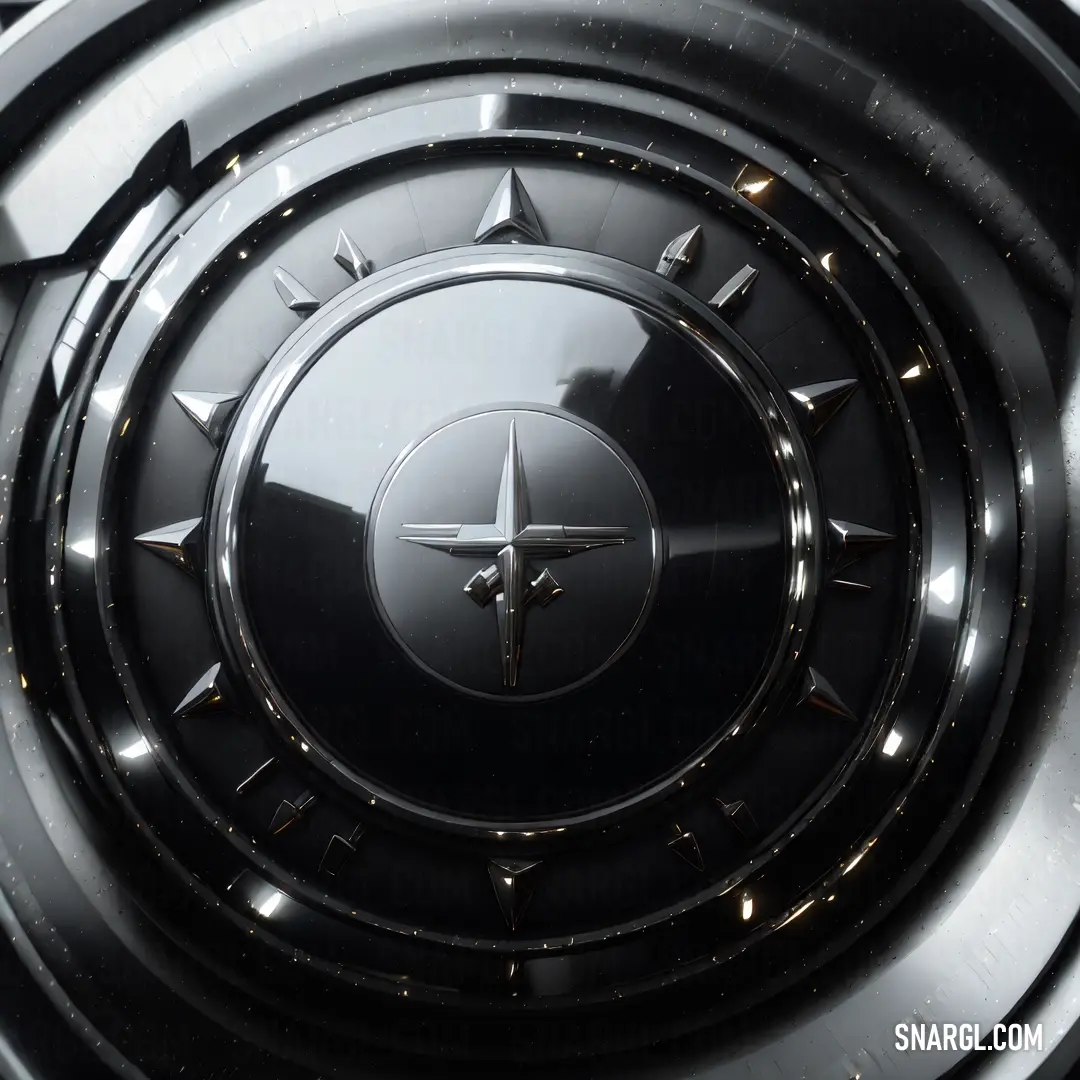 Black clock with a silver face and a black background with a silver circle