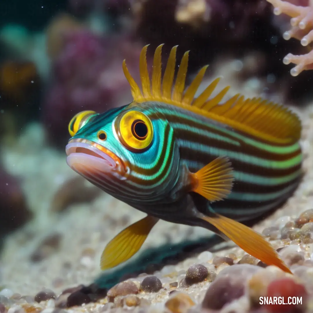Fish with a yellow and blue stripe on its head and tail