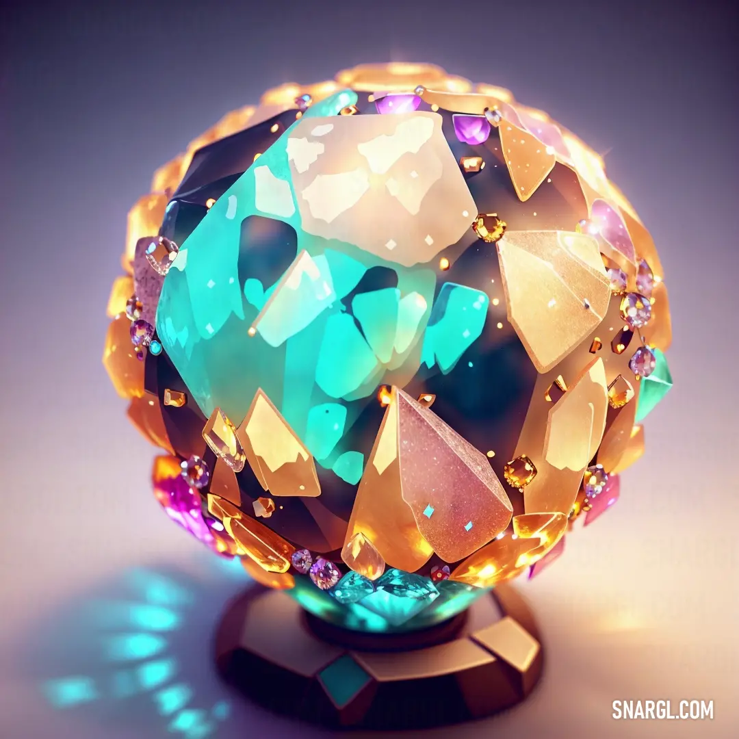 Colorful ball with many different colored jewels on it's surface