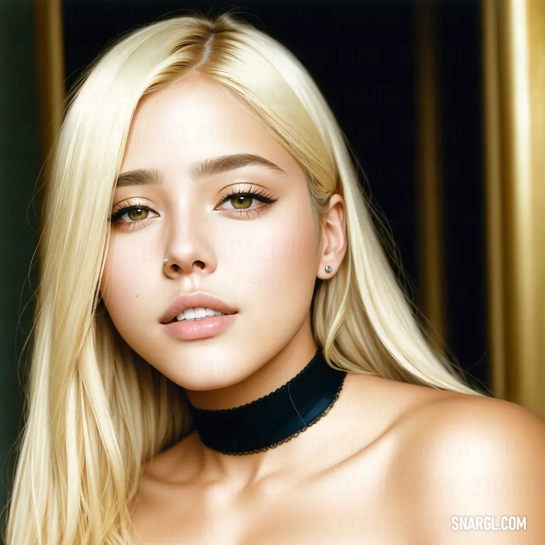 Woman with blonde hair wearing a choker