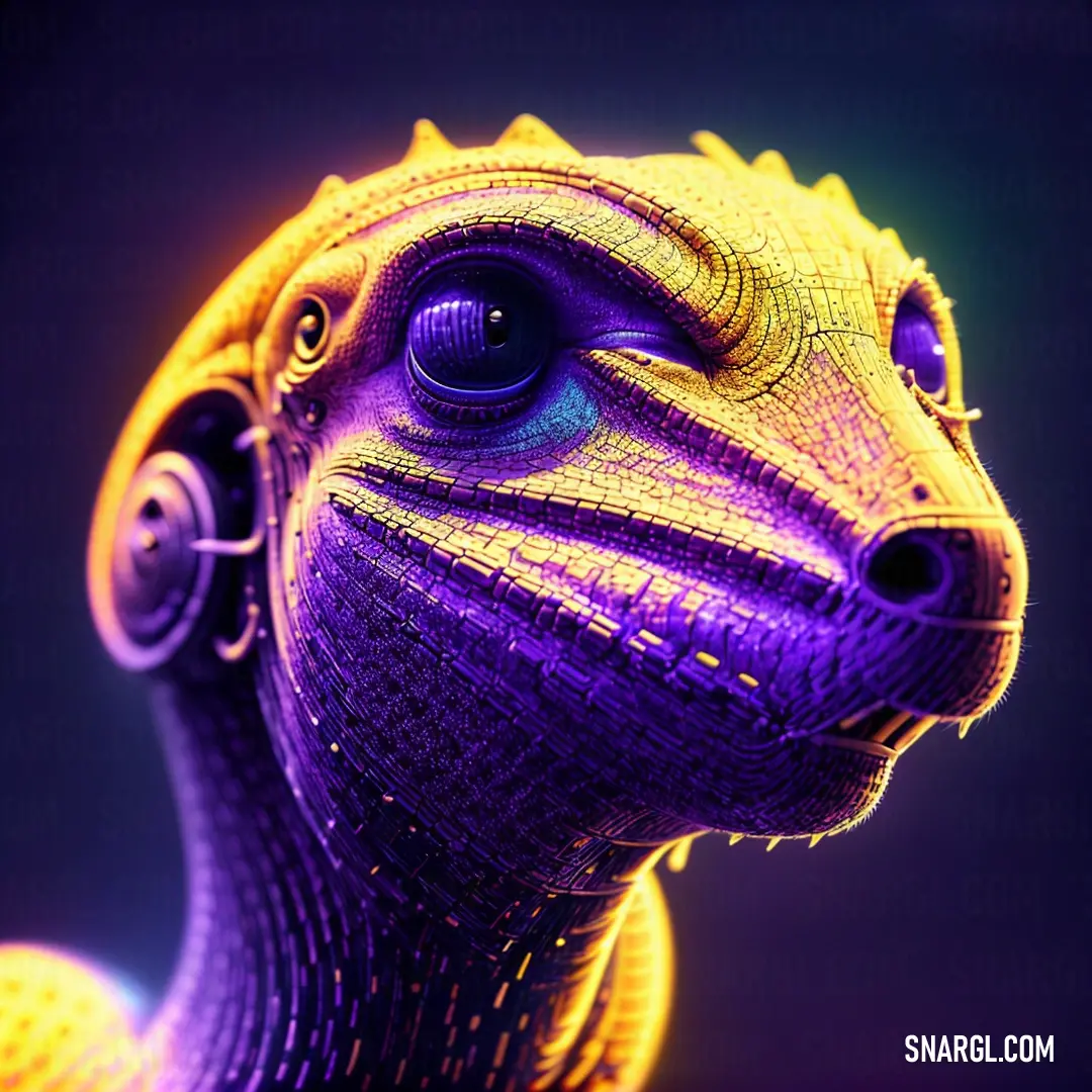 Close up of a toy animal with a purple background