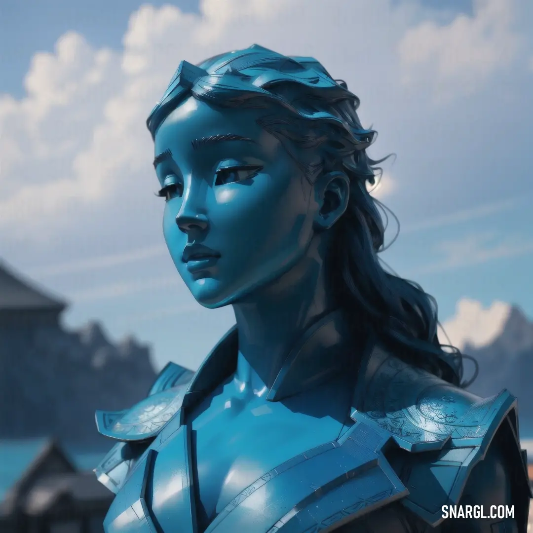 Blue marble statue of a beautiful lady